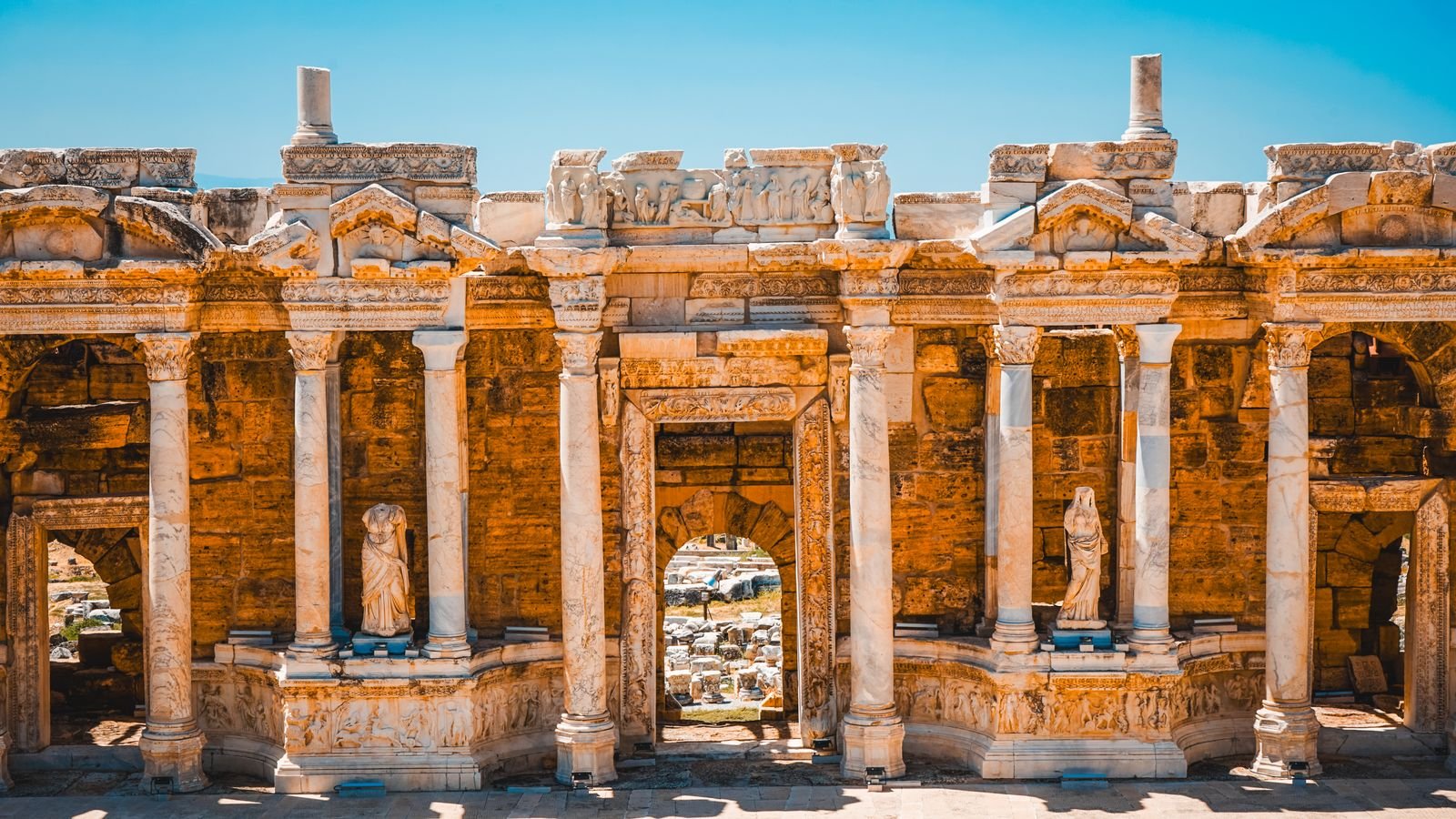 Hierapolis ancient city Roman theatre ruins, Pamukkale